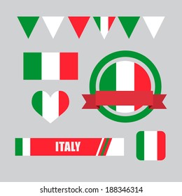 Italy flag, banner and icon patterns set illustration