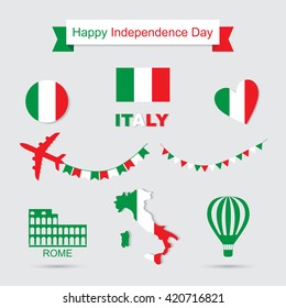Italy flag, banner and icon patterns set illustration
