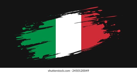 Bandera de Italia en estilo de pintura de pincel. Bandera nacional de Italia con el concepto de cepillo de grunge