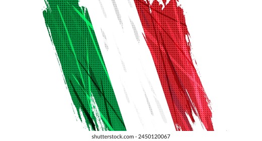 Italy Flag in Brush Paint Style with Halftone Effect. National Flag of Italy with Grunge Brush Concept