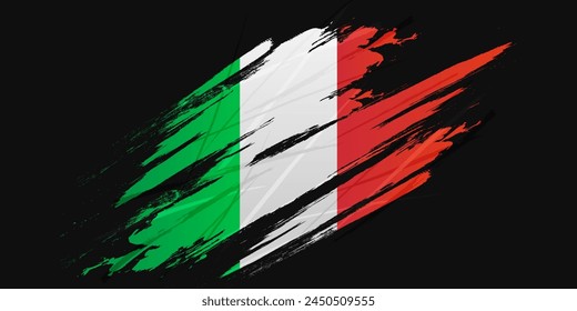 Italy Flag in Brush Paint Style. National Flag of Italy with Grunge Brush Concept