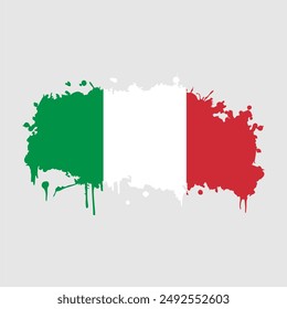 Bandera de Italia en estilo de pintura de pincel. Bandera nacional de Italia con el concepto de cepillo de grunge