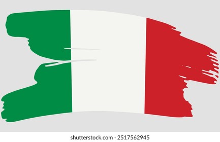 Textura de pintura de pincel de bandera de Italia. Bandera del Grunge de Italia. Concepto de pincel de emblema italiano