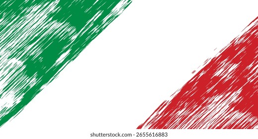Italien Flagge Pinsel Stroke Hintergrund - Grunge Style Tricolor Banner