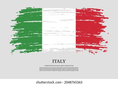 Italy flag with brush stroke effect and information text poster, vector background