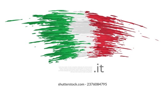 Italy flag. Brush strokes, grunge. Brush painted italian flag on a light background. Vector design, template national poster with place for text. State patriotic banner of italy, cover. Copy space