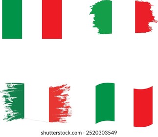 Italy flag brush strokes . National day of Italy. Italy Independence Day celebration flag, white isolated vector design. Grunge flag of Italy, brush stroke vector background illustration 