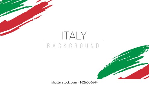 Italy flag brush style background with stripes. Stock vector illustration isolated on white background.