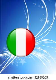 Botón de bandera de Italia sobre fondo abstracto de luz moderna Ilustración original