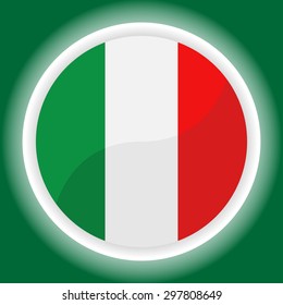 Italy flag button on green background