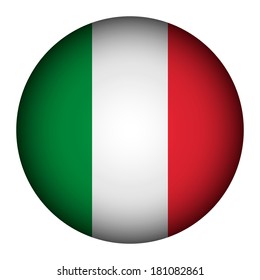 Italy flag button on a white background. Vector illustration.