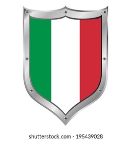 Italy flag button on a white background. Vector illustration.