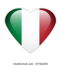 Italy flag button on a white background. Vector illustration.