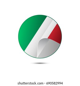 Italy flag button with shadow on a white background. Vector illustration.