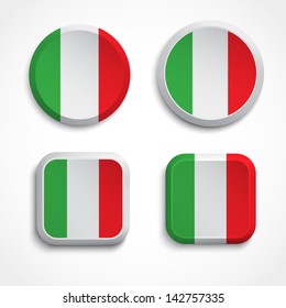 Italy flag buttons, vector illustration