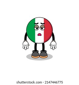 italy flag cartoon with fatigue gesture , character design