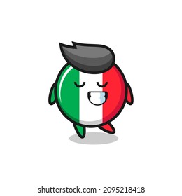 italy flag cartoon illustration with a shy expression , cute style design for t shirt, sticker, logo element