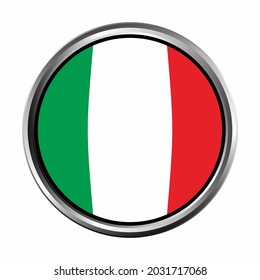 italy flag with chrome circle frame