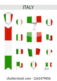 Italy Flag Collection. Flat flags vector illustration.