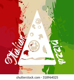 Italy flag with color splash and pizza vector 