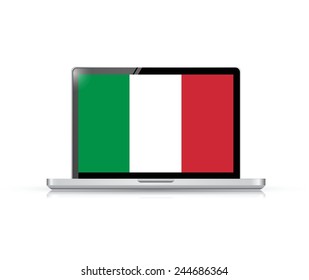italy flag computer laptop illustration design over a white background