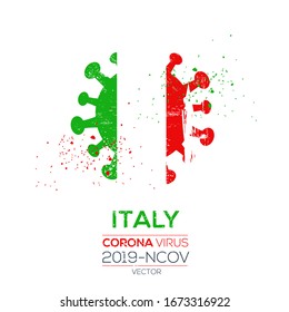 italy flag with corona virus Symbol, (2019-nCoV), vector illustration.