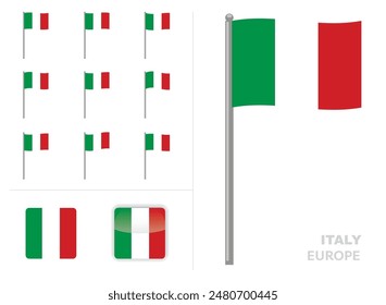 Italia Bandera Country Ondeando Animación App Icono Vector