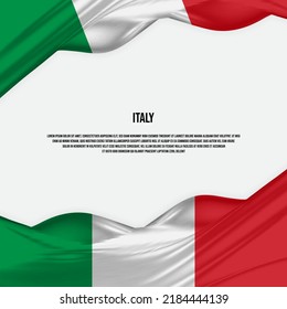 Design der italienischen Flagge. Waving Italia Fahne aus Satin oder Seidengewebe. Vektorgrafik.