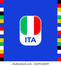 italy flag euro, european football 2024 tournament.