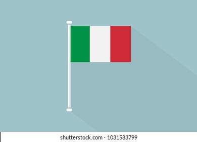 Italy flag with flagpole,vector illustration