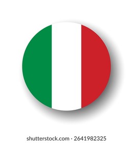 Italy flag - flat vector circle icon or badge with dropped shadow.