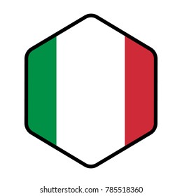 Italy Flag, Flat Vector Hexagon