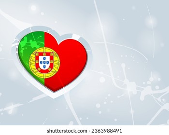 Italy Flag in the form of a 3D heart and abstract paint spots background. Flag of Italy. Use for brochures, printed materials, logos, signs, elements, etc.
