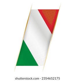 Italy flag in the form of a banner with waving effect and shadow. Modern vector design.
