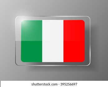 Italy Flag Glossy Button. Vector illustration.