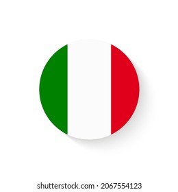 Botón de brillo de la bandera de Italia,Ilustración del vector