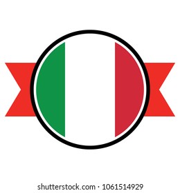 Italy flag in glossy round button of icon. 
flag logo of Italy emblem isolated on white background, Italy national concept sign, Vector illustration.