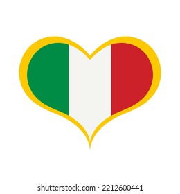 Italy Flag in a Golden Heart Icon. Vector Image.