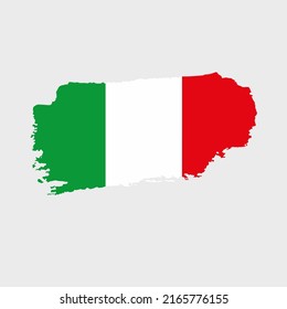 Italy flag with grunge texture. Vector illustration of Italy flag painted with brush with grunge effect and watercolor stroke. Happy Independence Day.