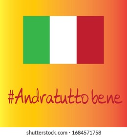 Italy flag hashtag everything will be fine coronavirus win illustration vector