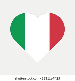 Italy flag heart country graphic element Illustration template design
