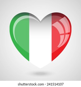 Italy Flag Heart Glossy Button