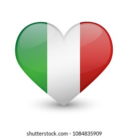 Italy Flag Heart Love Emoji Icon Object Symbol Gradient Vector Art Design Cartoon Isolated 