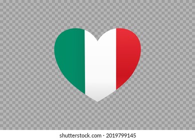 Italy flag in heart shape isolated  on png or transparent  background,Symbols of Italy, template for banner,card,advertising ,promote,vector, top gold medal sport winner country