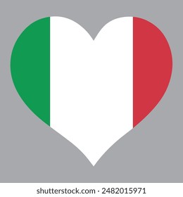 Italy flag in heart shape, vector illustration on isolated background