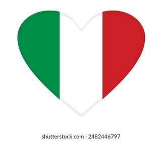 Italien Fahne herzförmig. Vektorgrafik