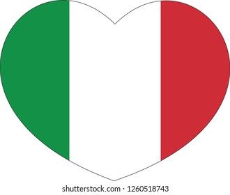 Italy flag, Heart vector, sticker, eps10