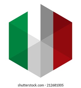Italy Flag Hexagon Flat Icon Button