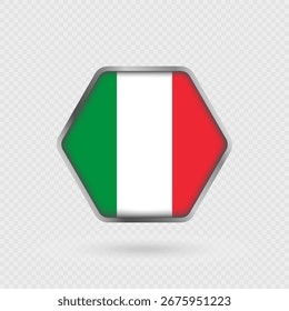 Italienische Flagge in einem Sechseckrahmen.
