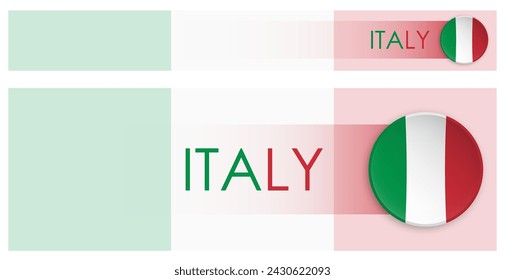 Italien Flagge horizontalen Web-Banner im modernen Neomorphismus Stil. Webseite Italienische Land Kopfzeile Taste für mobile Anwendung oder Internet-Site. Vektor